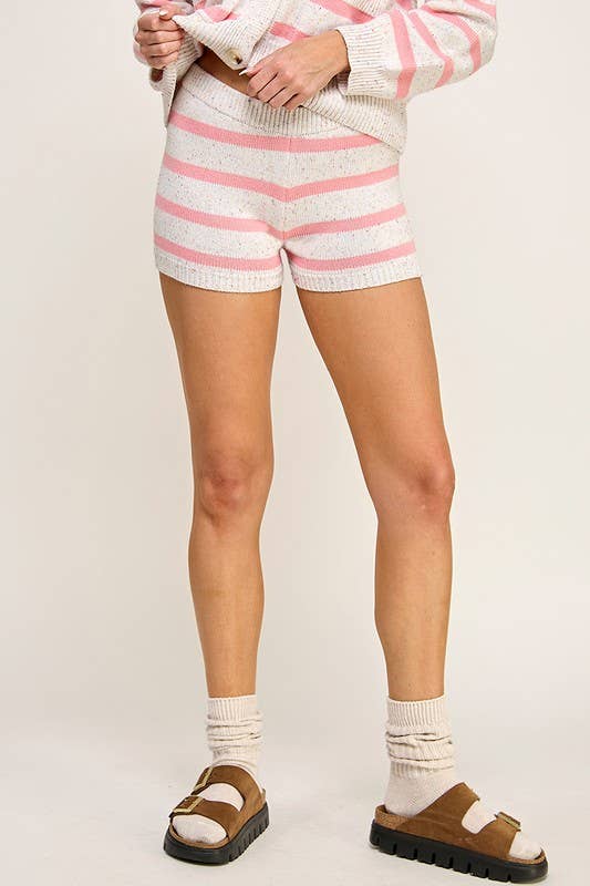 DAYDREAMER PINK STRIPED KNIT SHORTS for wholesale on Faire0