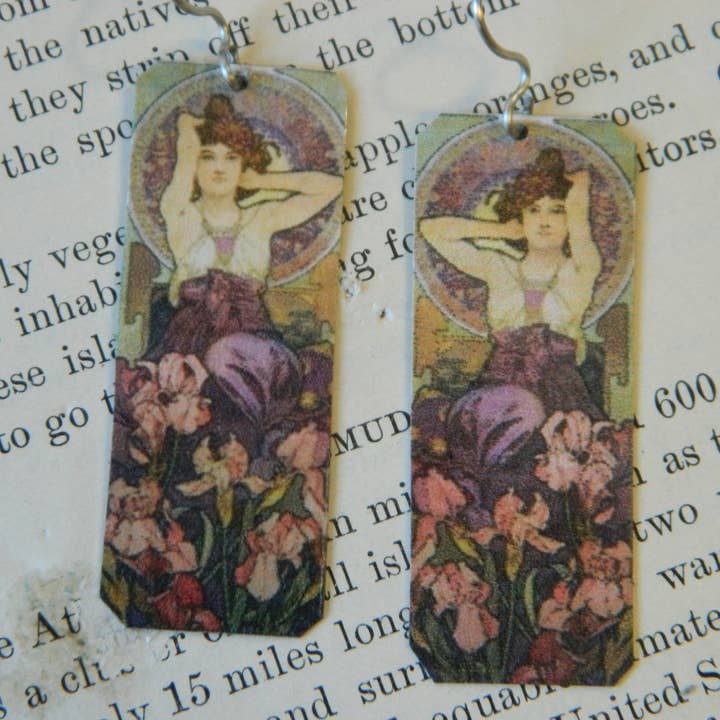 Boucles d'oreilles Mucha Gemmes Précieuses Améthyste pour la vente par Sarah Wood Studio