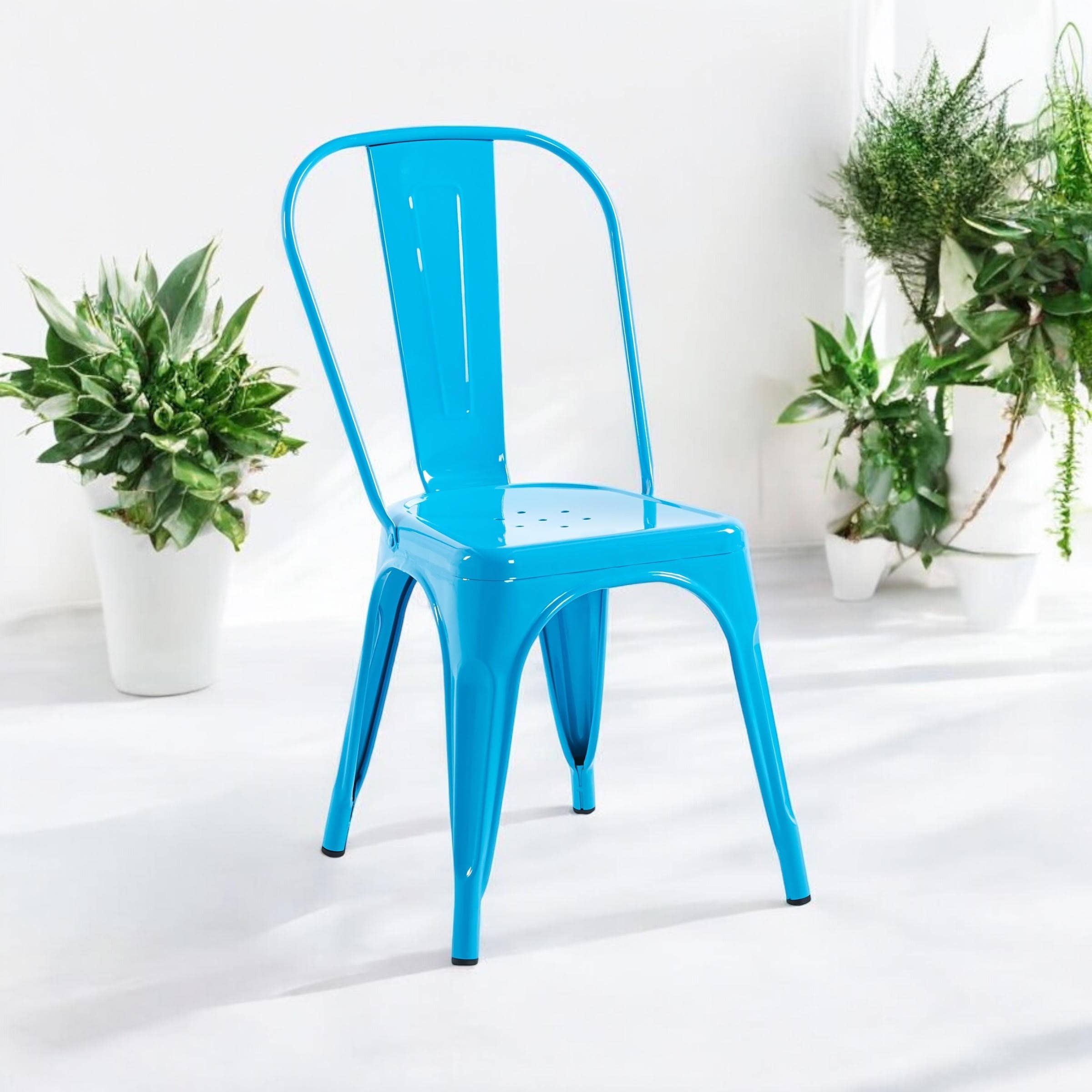 Minster Stylish Living Ltd - Wholesale Chair - 85Cm Blue Metal Dining Chair0