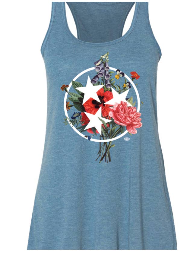 Tri-Star Flower Tank Top for wholesale by Twine Graphics
