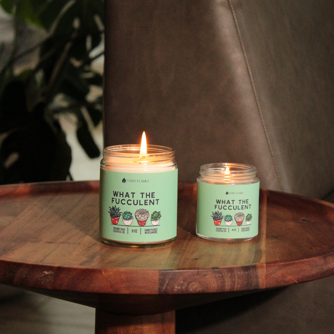 Funny Flames Candle Co - Les Creme - Wholesale Jar/Filled Candle - What The Fucculent - Funny Flames Candle -7