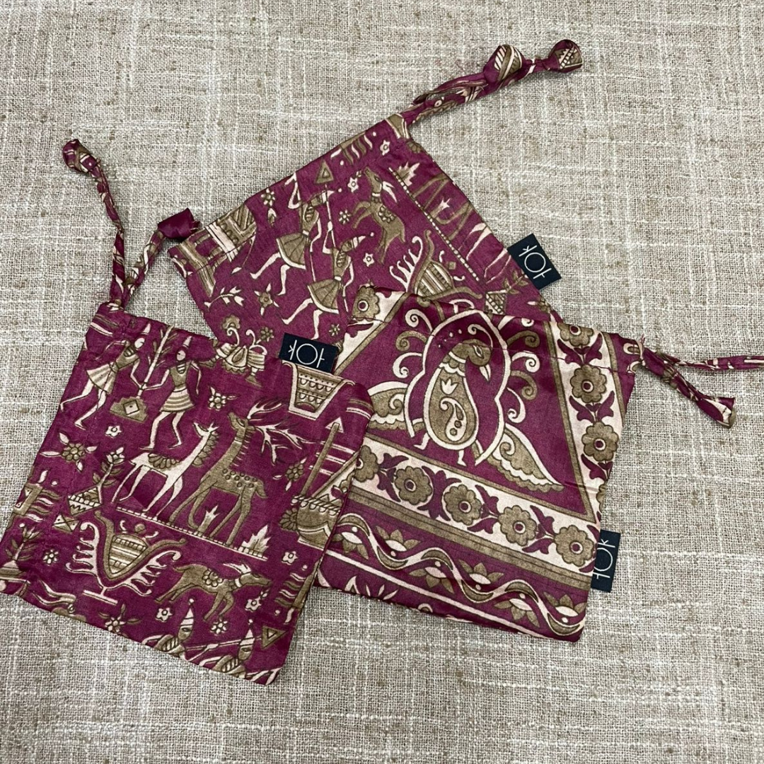 House of Kraft Jewelry & Accessories - Wholesale Gift Bag Set/Pack - Gift Pouches | Upcycled Silk Pouch | Pack Silk Gift Pouch14