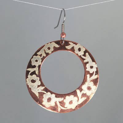 Kobber/sølvbelagte runde Hoop Style øreringe for engroshandel hos Moosepablos, Inc.