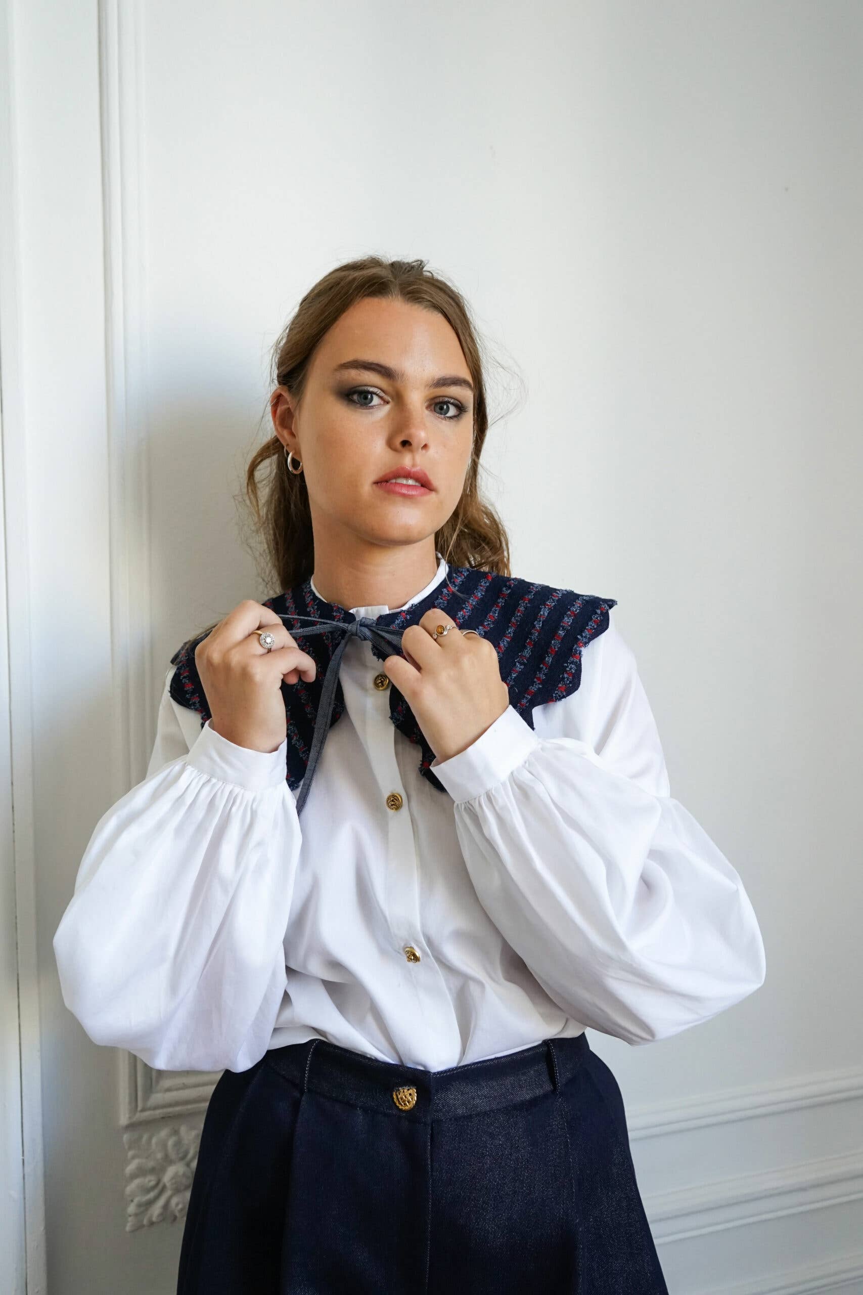 ROSAMEN BADO - Vente Chemise à col boutonné – femme - Col COLETTE - FANCY DENIM1