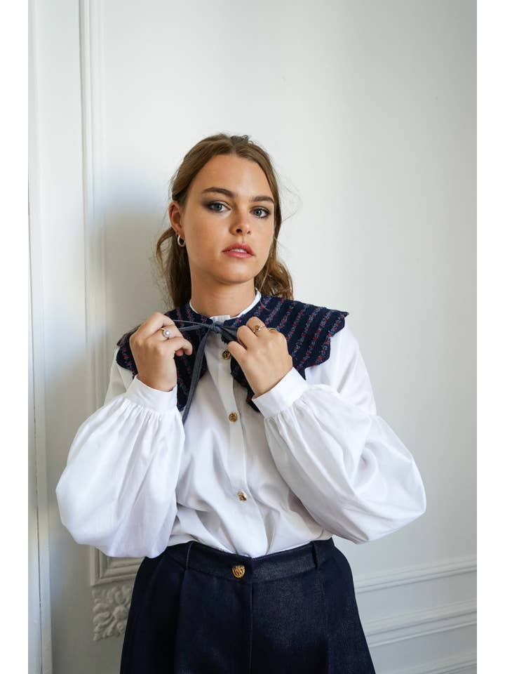 ROSAMEN BADO - Vente Chemise à col boutonné – femme - Col COLETTE - FANCY DENIM1