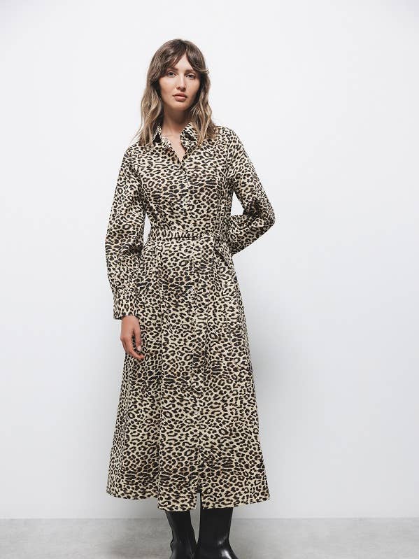 Animal-Print Shirt Dress (405590-188) for wholesale by Lanidor
