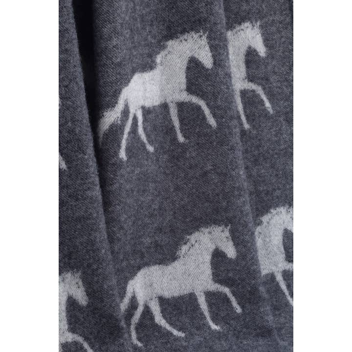 JJ Textile - Wholesale Throw Blanket - Horse Soft Black Pure Wool Throw2
