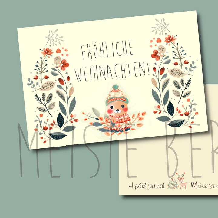 Christmas card with mouse for wholesale by Meisie Berlin