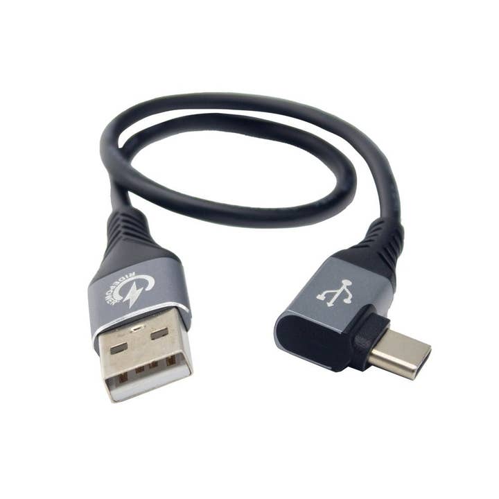 12" Phone Charging and Data Cable 90 degree USB to USBC for wholesale by RidePower