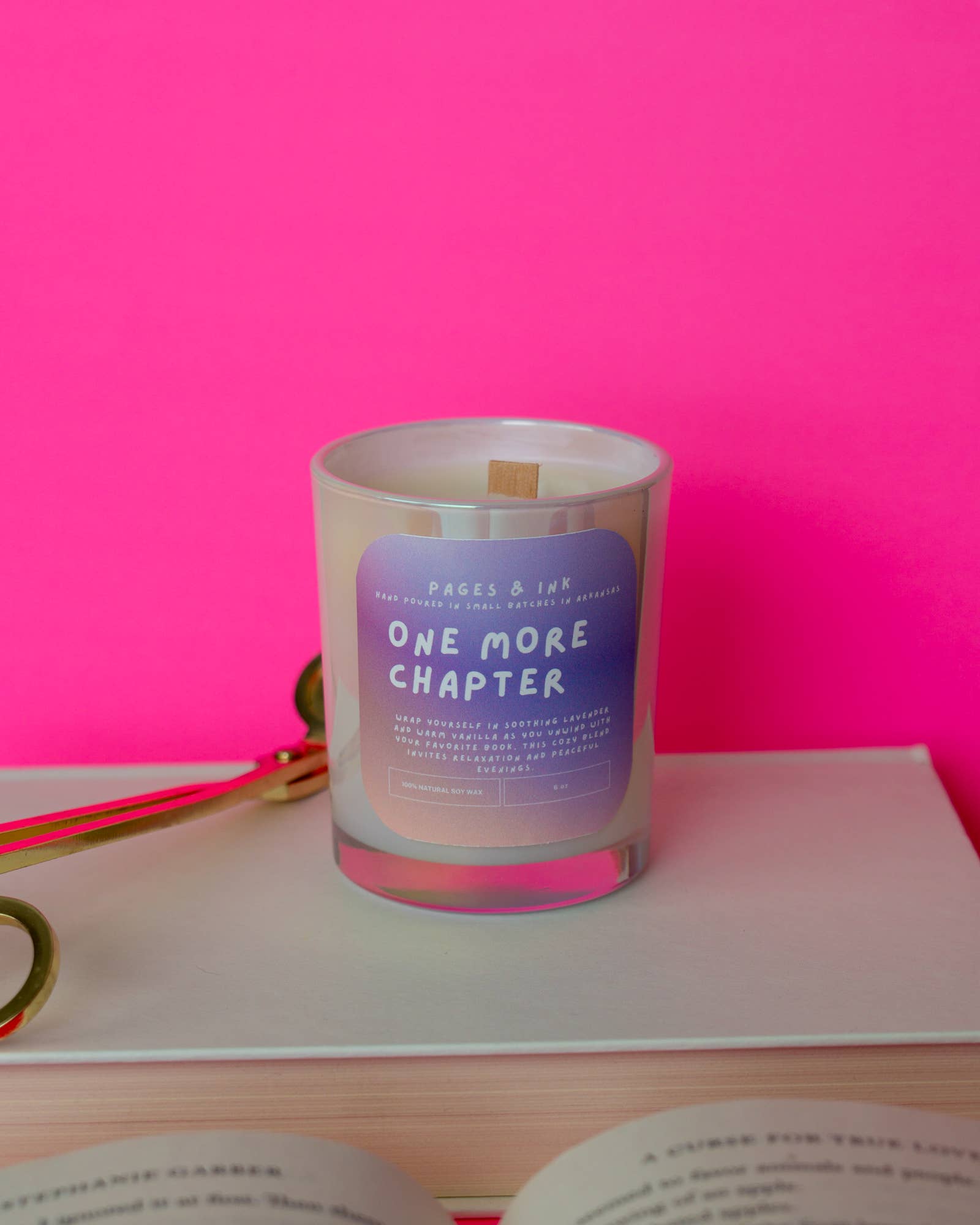 Pages and Ink - Wholesale Jar/filled candle - One More Chapter: Lavender + Vanilla Candle, 6oz candle