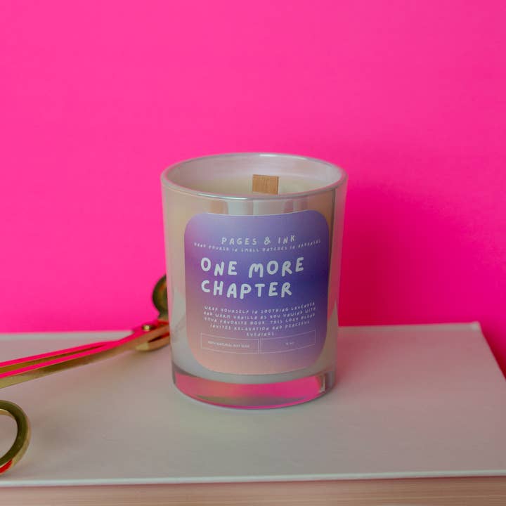 Pages and Ink - Wholesale Jar/filled candle - One More Chapter: Lavender + Vanilla Candle, 6oz candle0