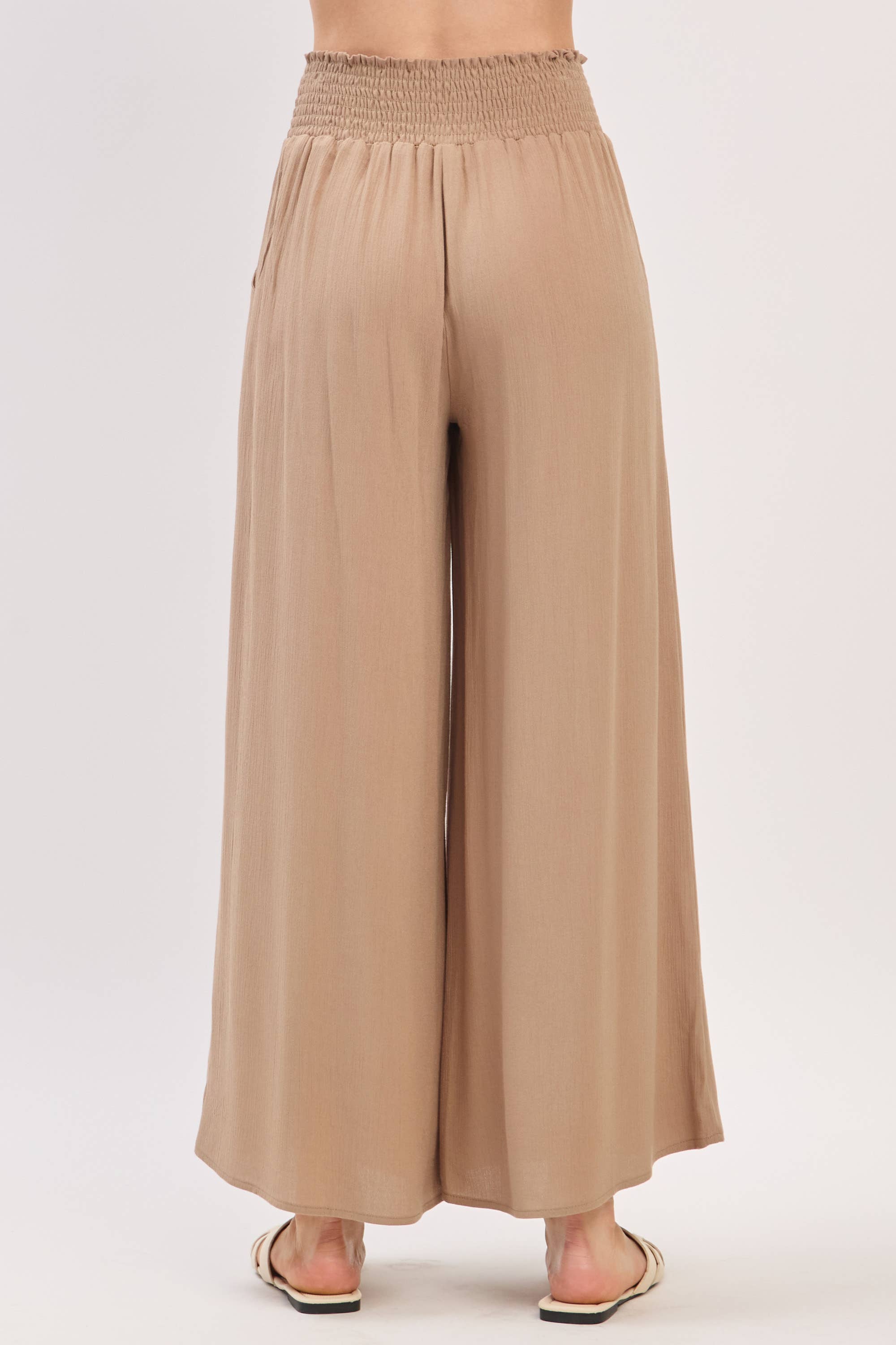 Final Touch - Wholesale Pants - Women's - Waist Smocked Wide Leg Pants - VLP70000330