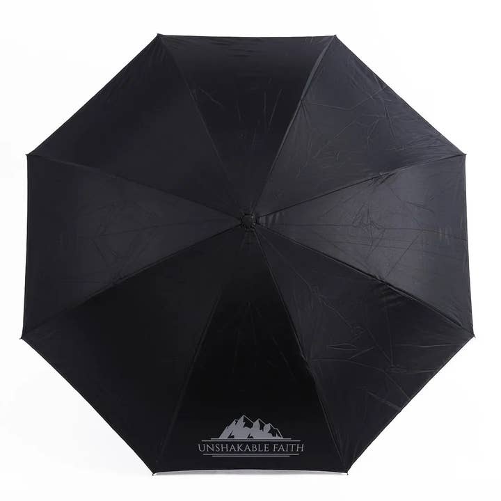 Umbrella - Reversible - Unshakable Faith - Black for wholesale by Swanson Christian Products