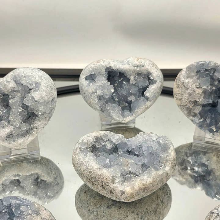 Large Celestite Crystal Heart 500-750g for wholesale by Distinction Crystals