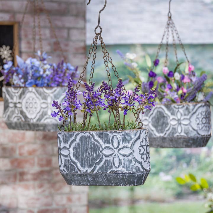 The Gerson Companies - Wholesale Hanging Planter - Hanging Galvanized Nesting Metal Hang Planters Set of 3
