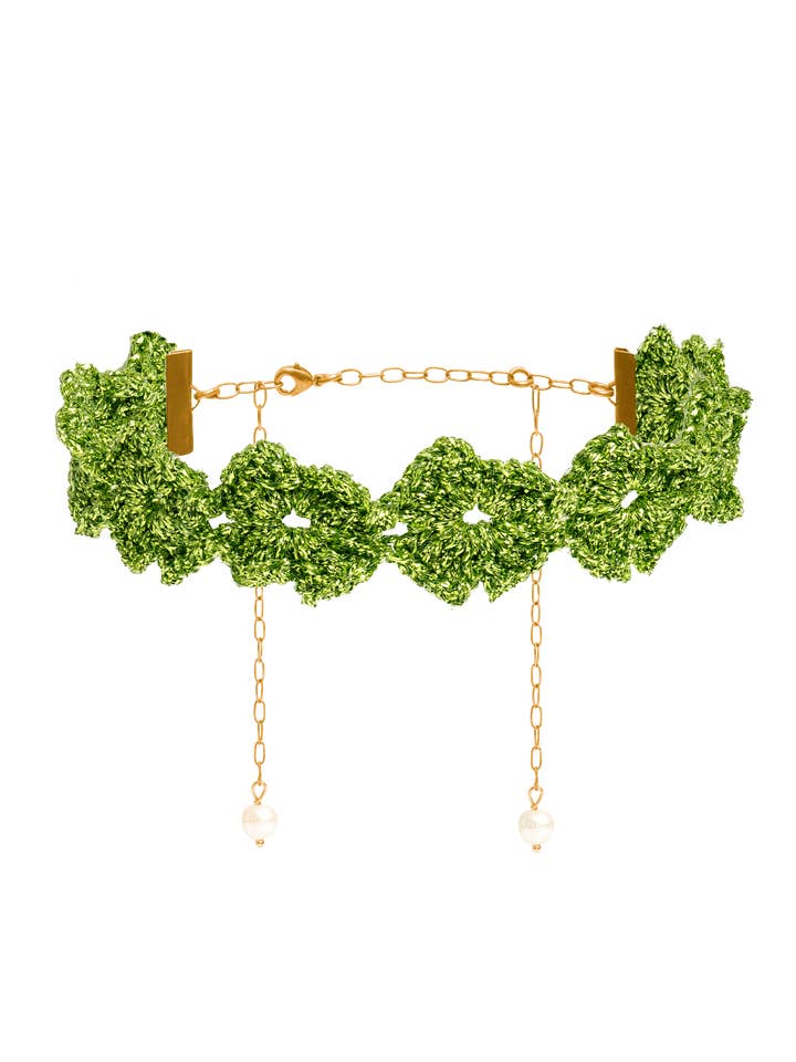 Choker Clover Gertrudis Green for wholesale by Lavani Jewels