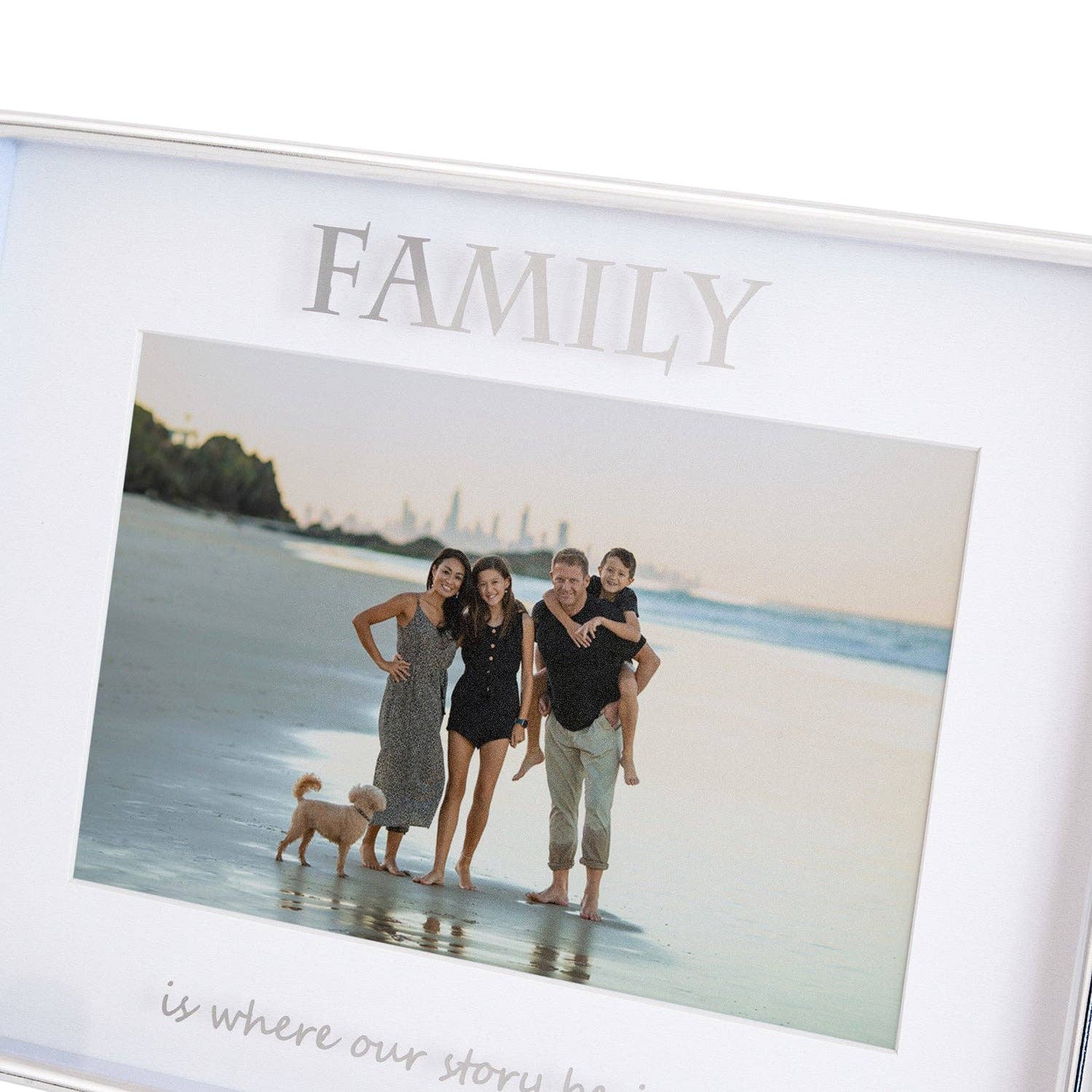 Happy Homewares – wholesale Picture frame – Contemporary Silver Plated Metal Family 4x6 Picture Frame for Wall or Table3