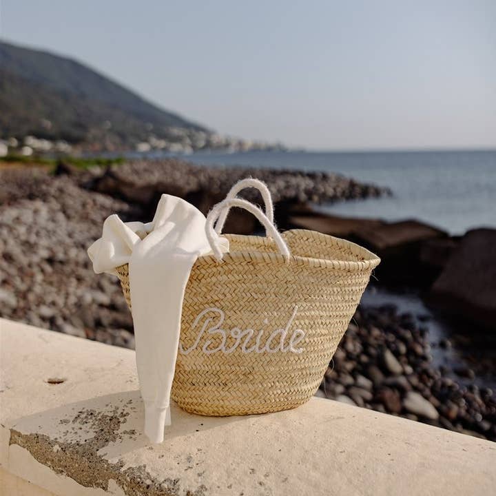DarKech - Wholesale Beach Bag - Handwoven "Bride" Straw Tote – Beach or Bachelorette Bag1