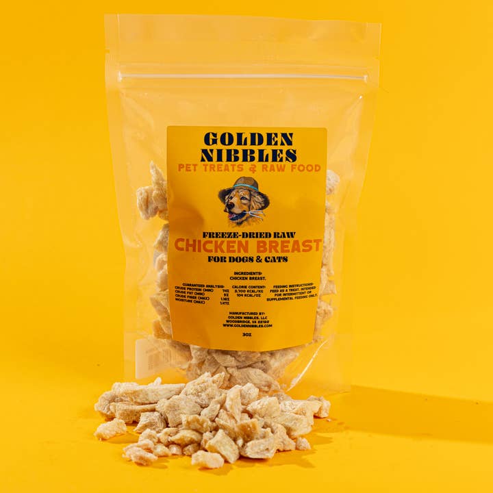 Chicken Breast -3oz Bag - Freeze-Dried Treat for Dogs & Cats for wholesale by Golden Nibbles