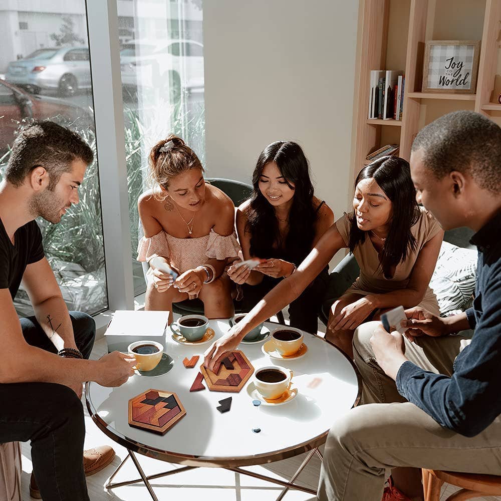 Texas Toy Distribution - Wholesale Puzzle - Kids - Hexagon Tangram Wooden Puzzle for Kids and Adults 11pcs5