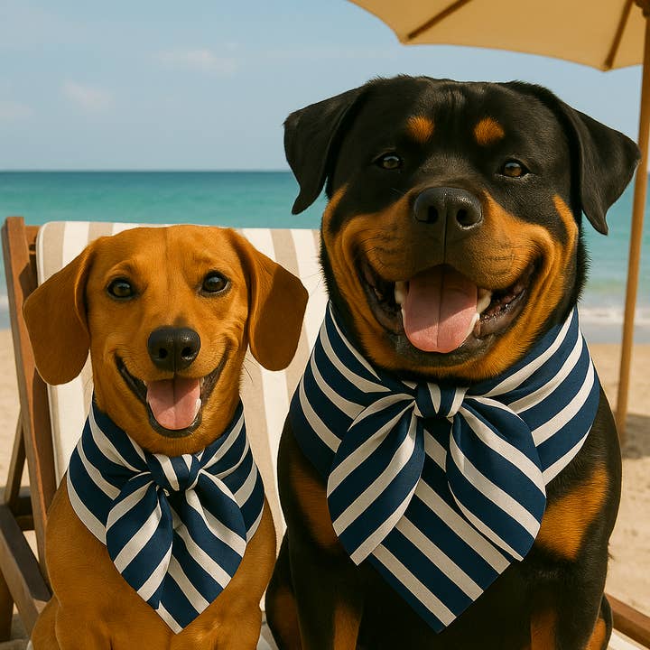 Colette et Gastón pet brand - Wholesale Pet Bandana - Dog - Dog Bandana Marine Blue Breton Stripes0