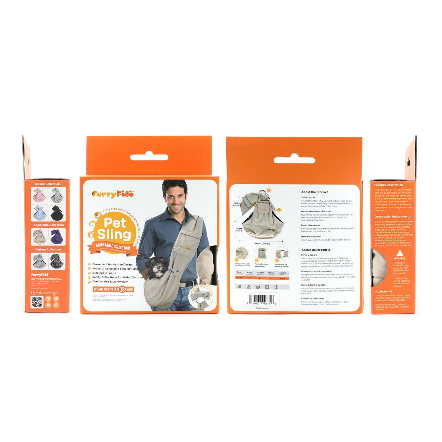 Furry Fido Pet Supplies – Engroshandel Kæledyrstransporttaske – Kat/hund – Furry Fido Khaki Justerbar Pocket Pet Slynge4