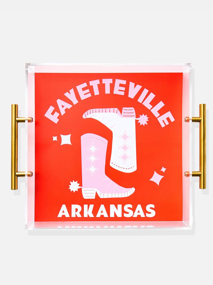 Fayetteville | Large Acrylic Tray With Gold Handles for wholesale by Tart By Taylor