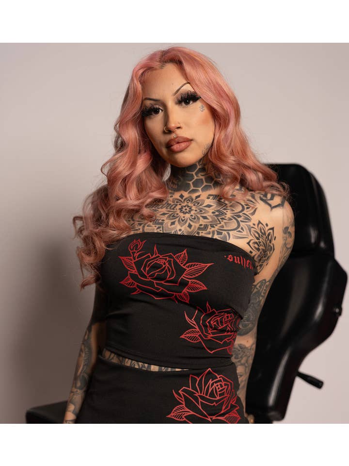 Black Rose Tube Top Crop for wholesale on Faire3