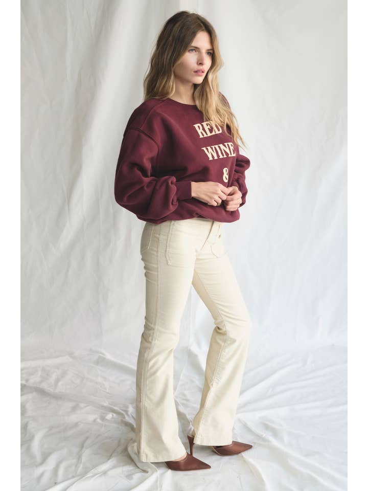 People Of Leisure - Wholesale Graphic Sweatshirt - Women's - Red Wine & Blue Crewneck Pullover3