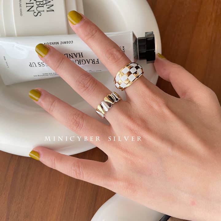 MINICYBER STUDIO - Wholesale Band/Stacked Ring - Simply Checkered Ring8