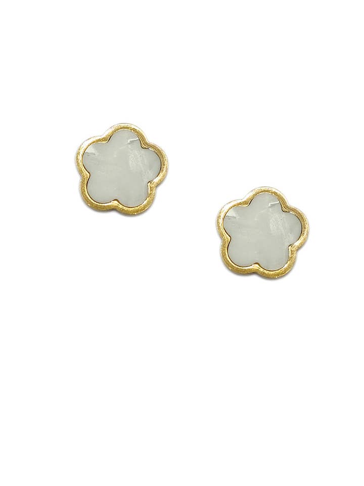 Weißklee Stud Ohrringe mit Goldüberzug für den Großhandel von Lucylou Collection