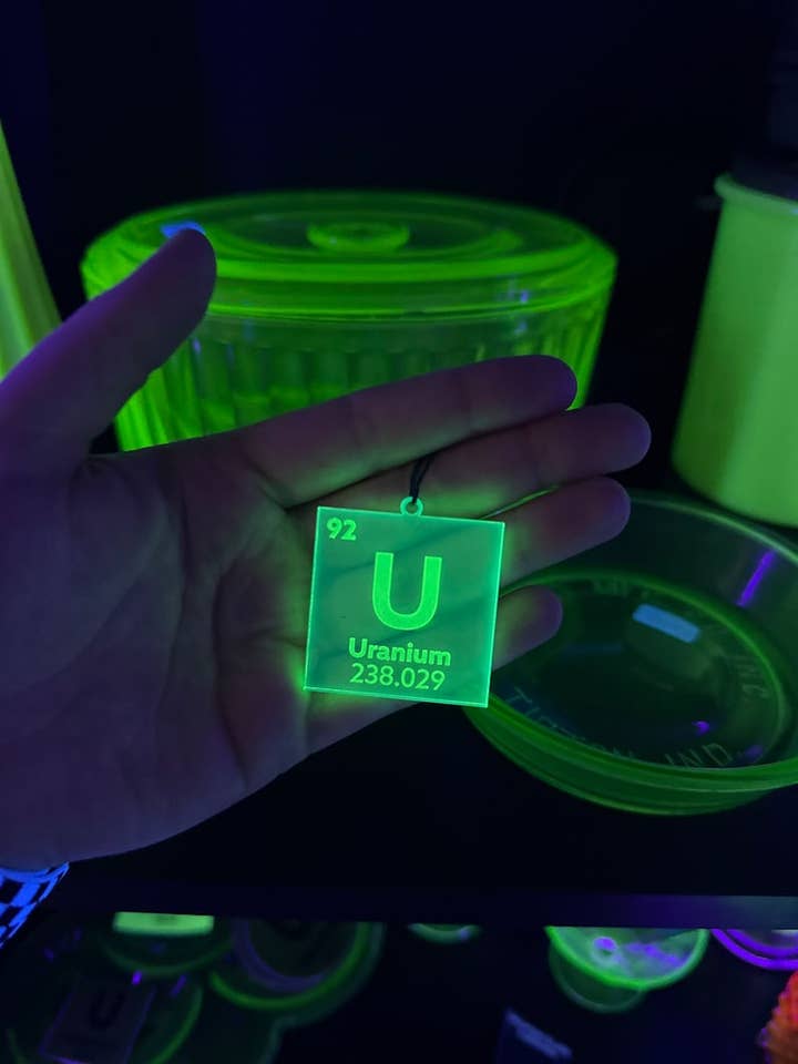 Uranium Element Tile Acrylic Ornament for wholesale by Corkscrew Curiosities