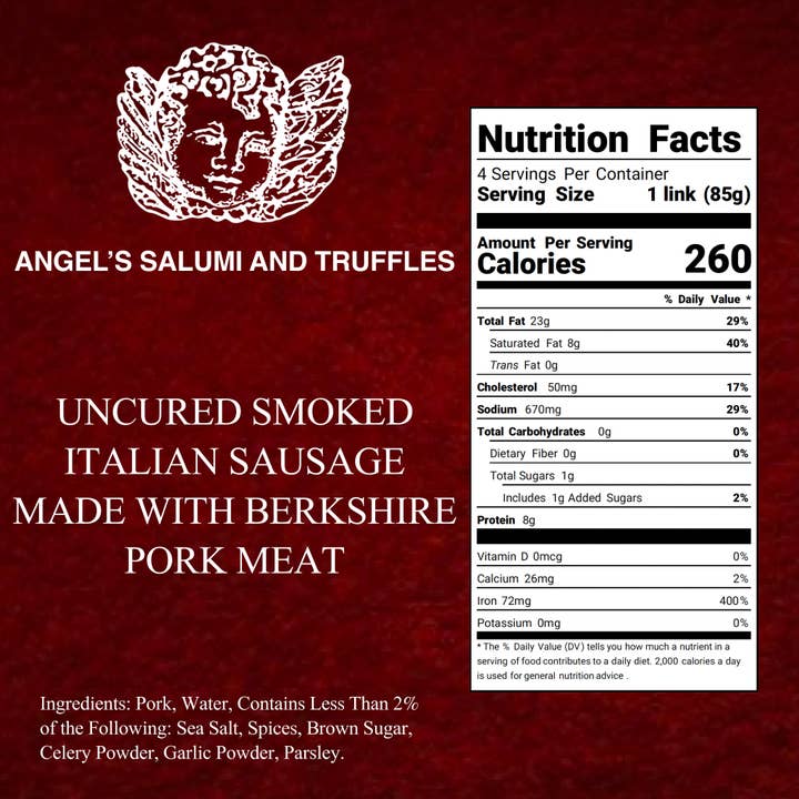 Angel's Salumi & Truffles - Wholesale Sausage - Italian Uncured Smoked Bratwurst (12oz) - FROZEN2