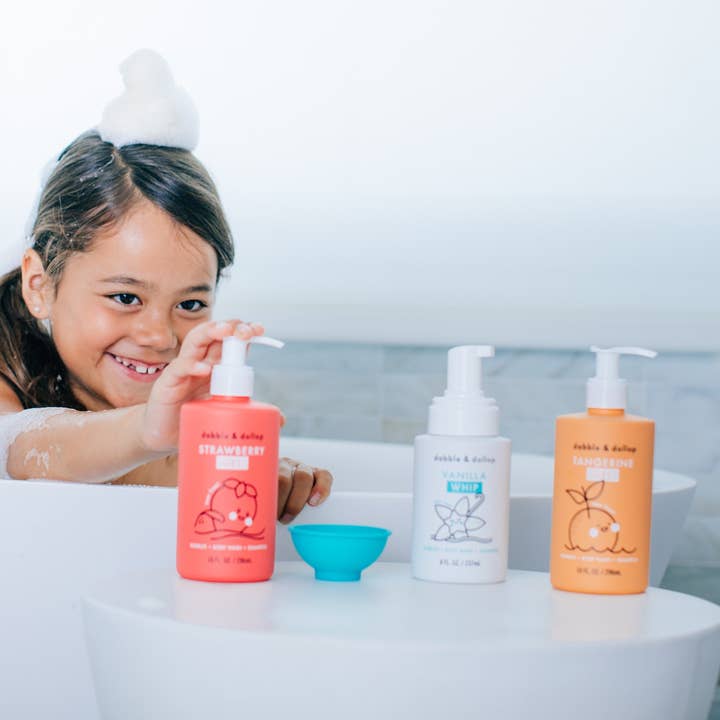 Dabble & Dollop - Wholesale Body Wash/Shower Gel - Kids & Baby - All-Natural Strawberry Shampoo, Body Wash & Bubbles