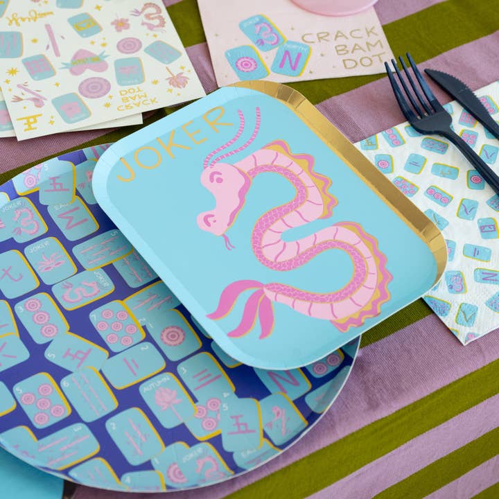 Jollity & Co. + Daydream Society - Wholesale Disposable Plate - Game Night Mahjong Tile Dinner Plates1