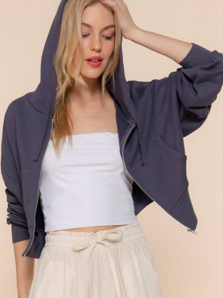 Long Slv Hoodie French Terry Jacket for wholesale by Vanilla Monkey