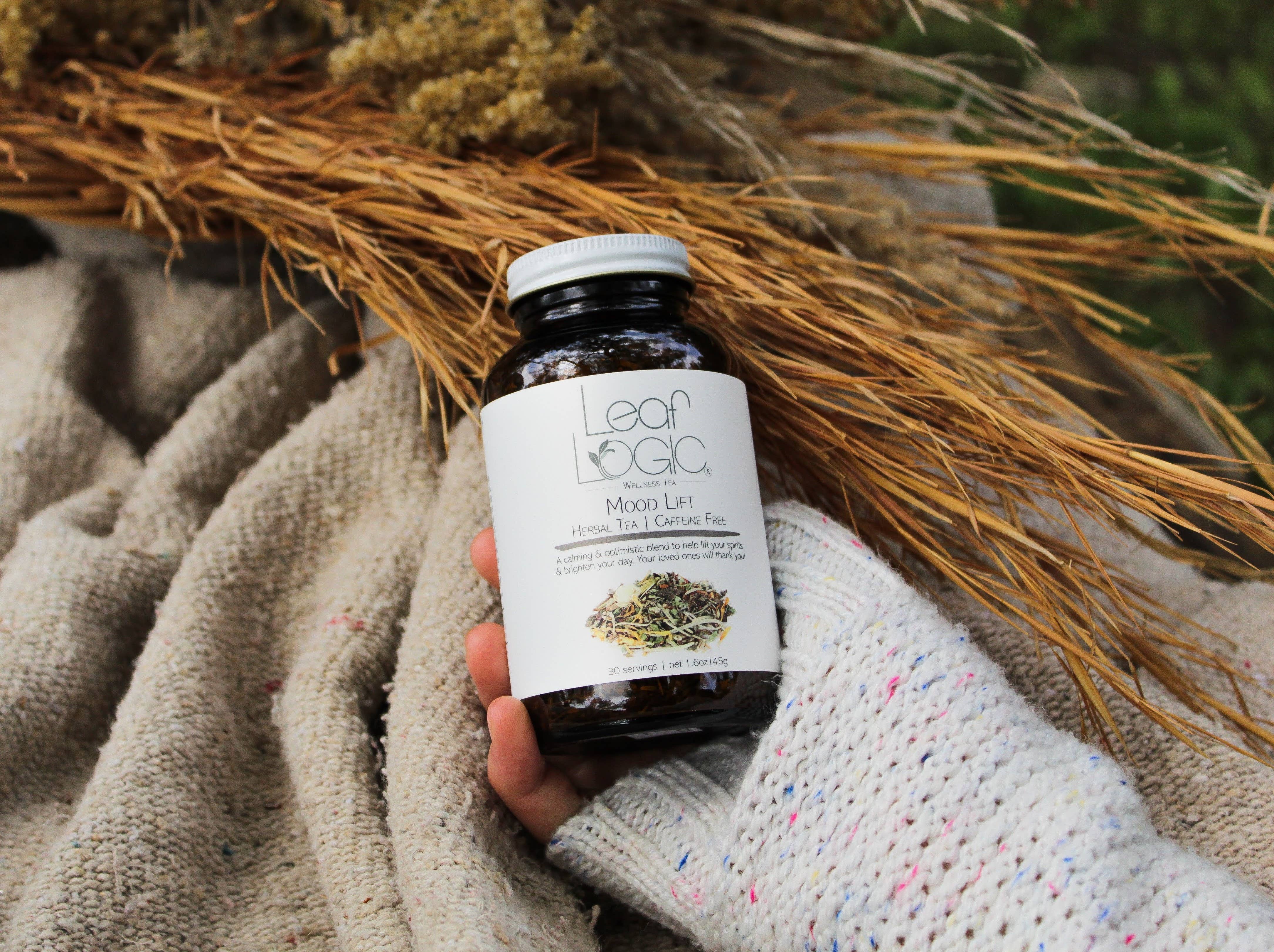 Leaf Logic - Wholesale Loose Tea - Mood Lift Loose Leaf Tea - Bulk or Amber Refillable Jar1