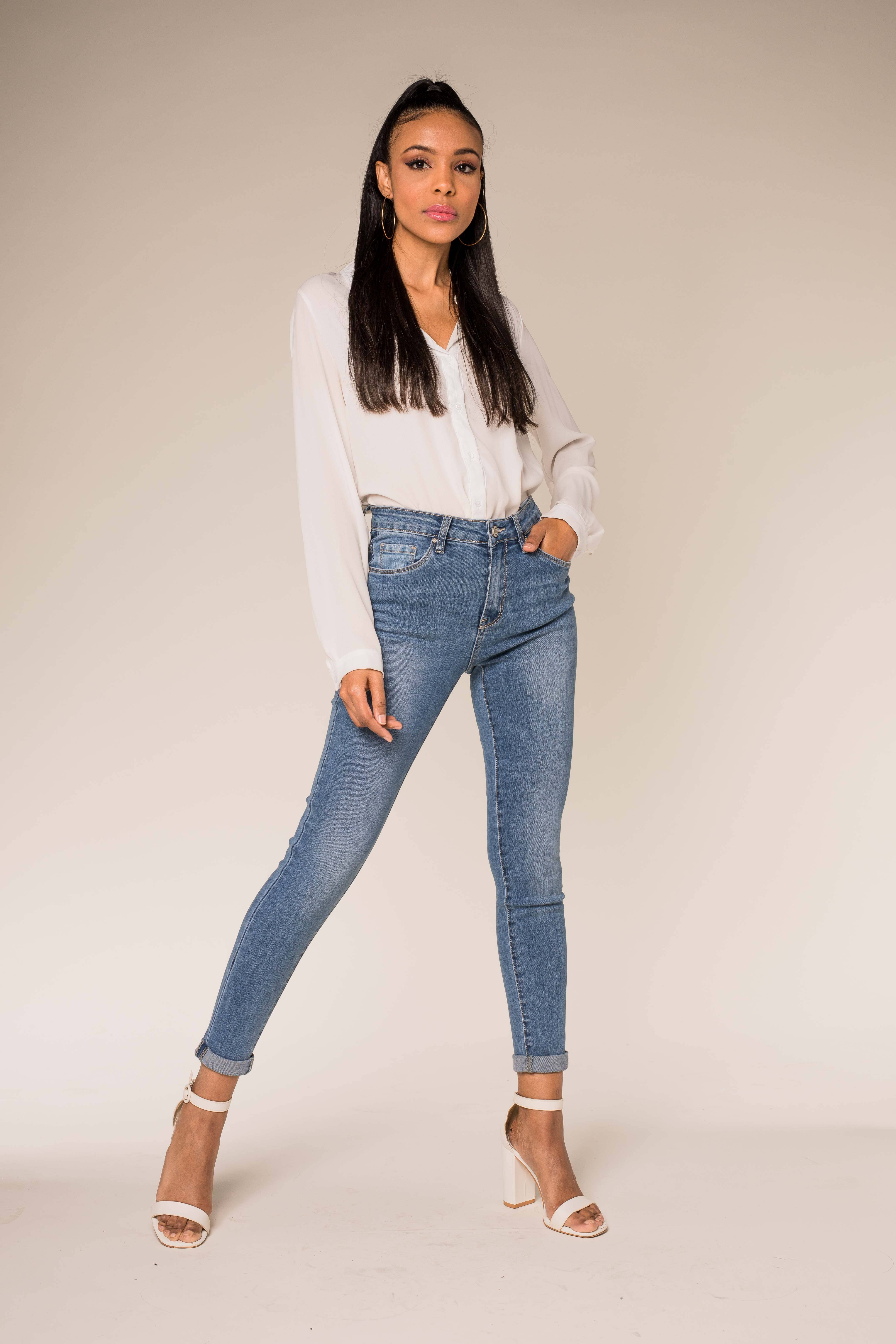 Nina Carter – Engroshandel Jeans - Dame – P078 stretch skinny bukser med høj talje24