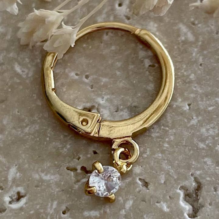 Vit Rhinestone Pop Mini Hoop för wholesale av My Little Bijou