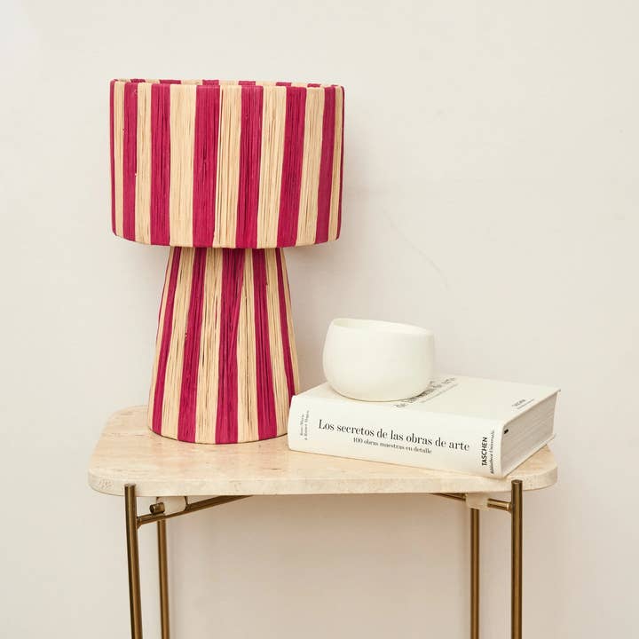 High crafty - Wholesale Accent/Desk Lamp - Pink Medina – Handmade Moroccan Raffia Lamp | Natural Fiber 5