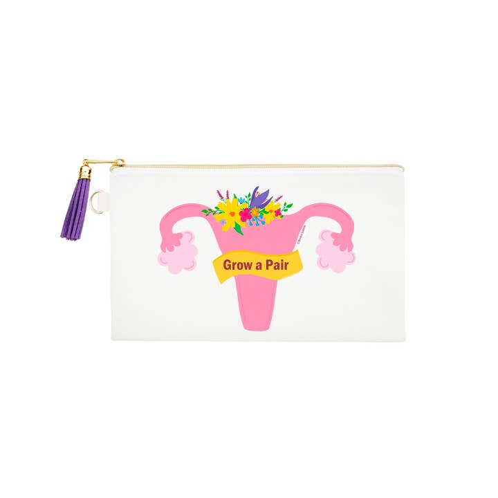Grow a Pair Uterus Zipper Bag for wholesale by Brooke LeAnne