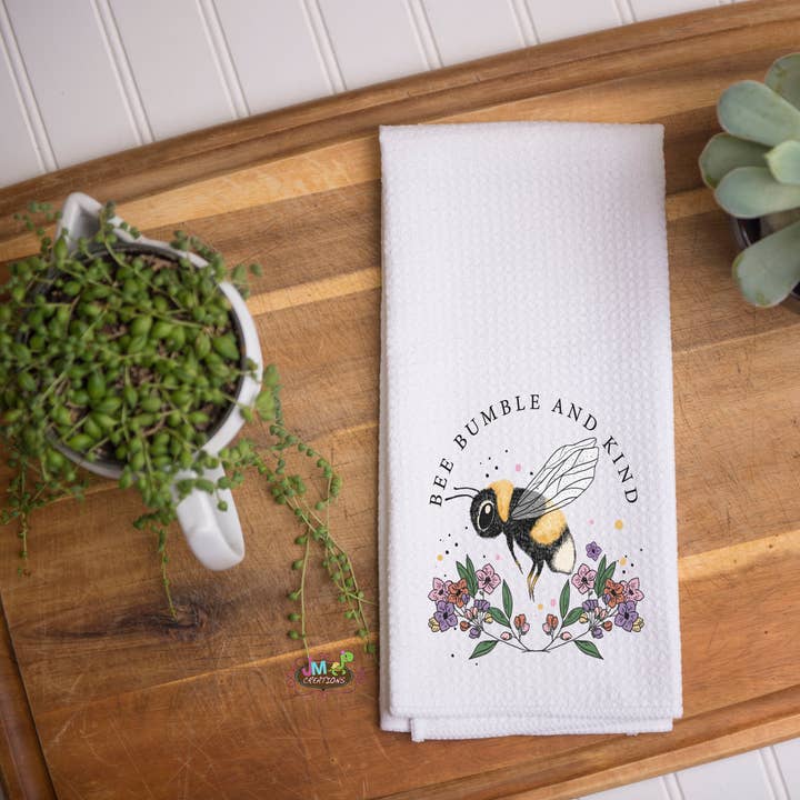 16"x24" Bee Bumble and Kind Waffle Towel for wholesale by JMCreationsNC