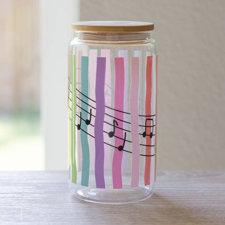 Musically Minted - Wholesale Drinking Glass/Cup - Rainbow Stripes Glass Can0