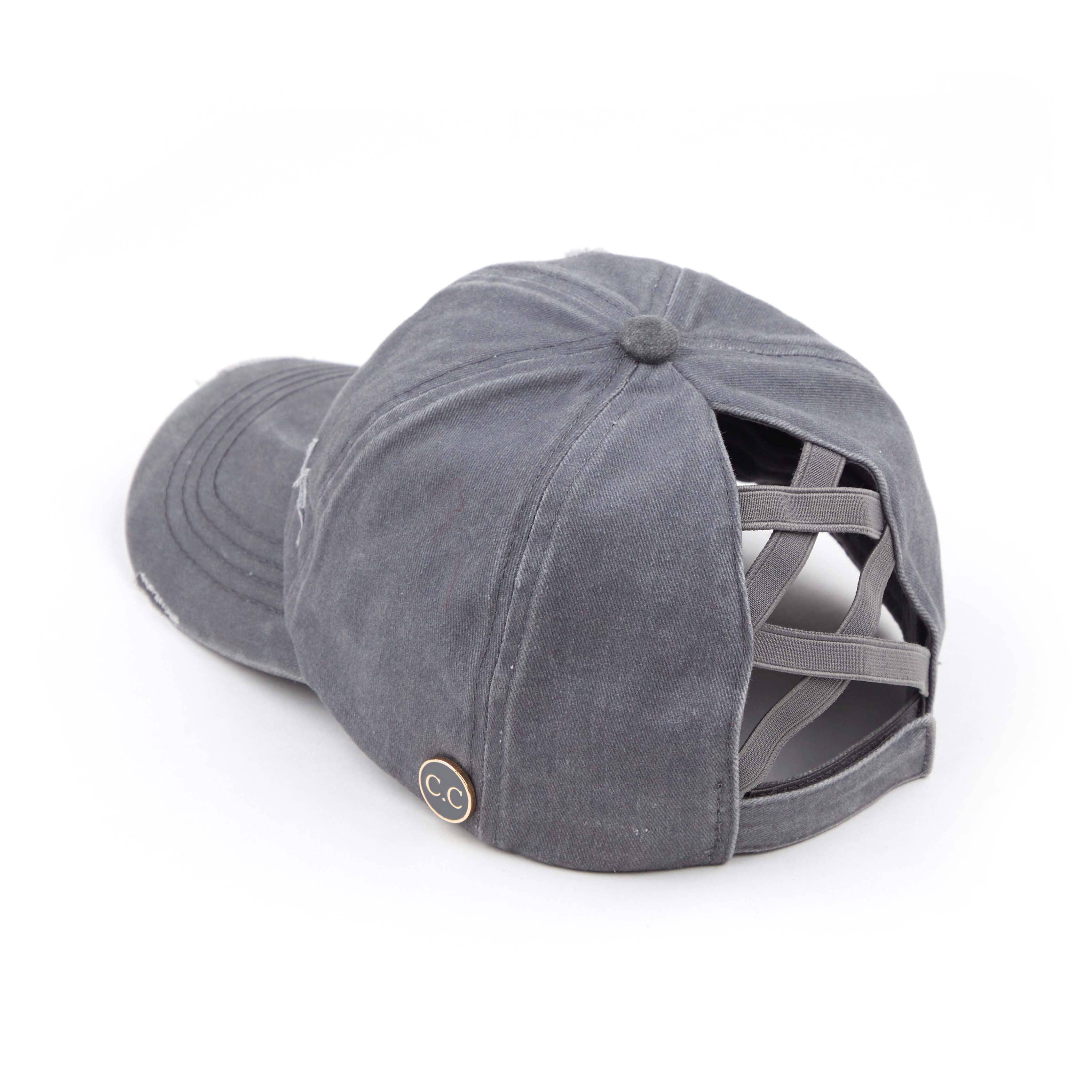 Hana - Wholesale Baseball Cap - Women's - C.C Washed Denim Criss-Cross Pony Cap12