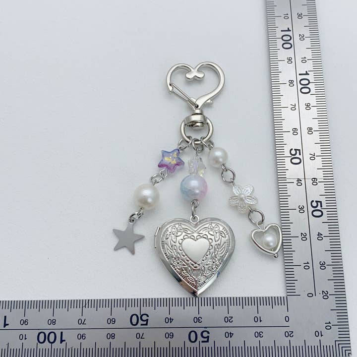 Purple Metal Love Beads Keychain Bag Charms DP25B547 for wholesale on Faire5