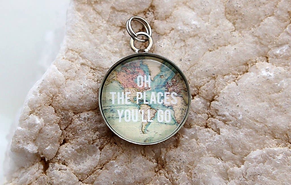 Jennifer Dahl Designs LLC - Wholesale Pendant/Charm Necklace - Oh The Places You Will Go Round Charm