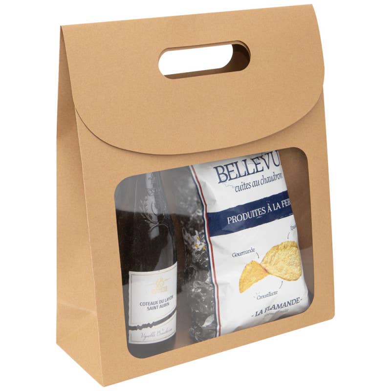 Brown Rectangular Kraft Cardboard Gift Bag +f 32x12x38cm for wholesale on Faire1