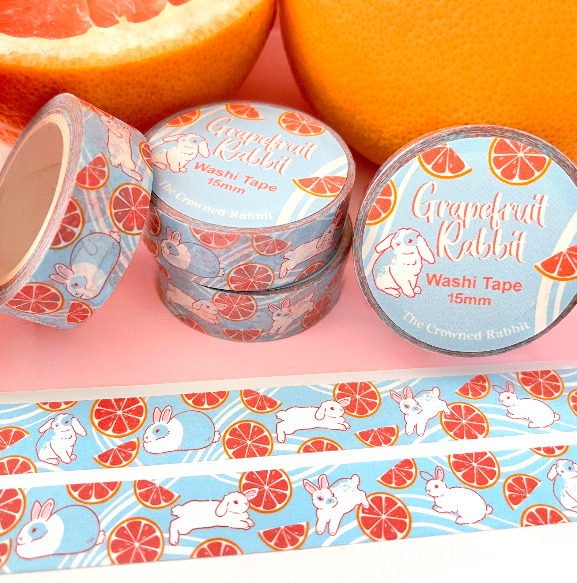 The Crowned Rabbit - Wholesale Washi Tape - Grapefruit Rabbit Washi Tape0
