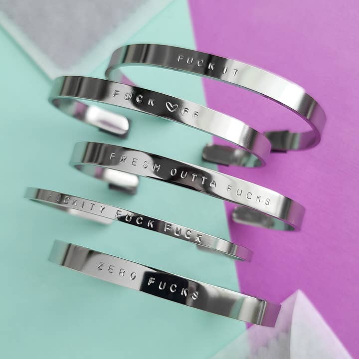 Potty Mouth Hand Stamped Stainless Steel Bracelets for wholesale by Potty Mouth Studio