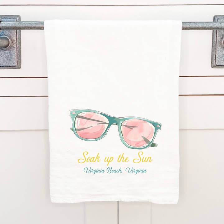 Soak Up The Sun - Custom Cotton Tea Towel for wholesale by Cottage Shore